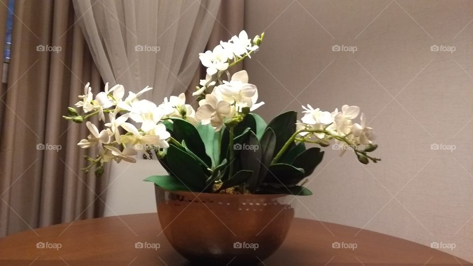 flores artificiais do hotel