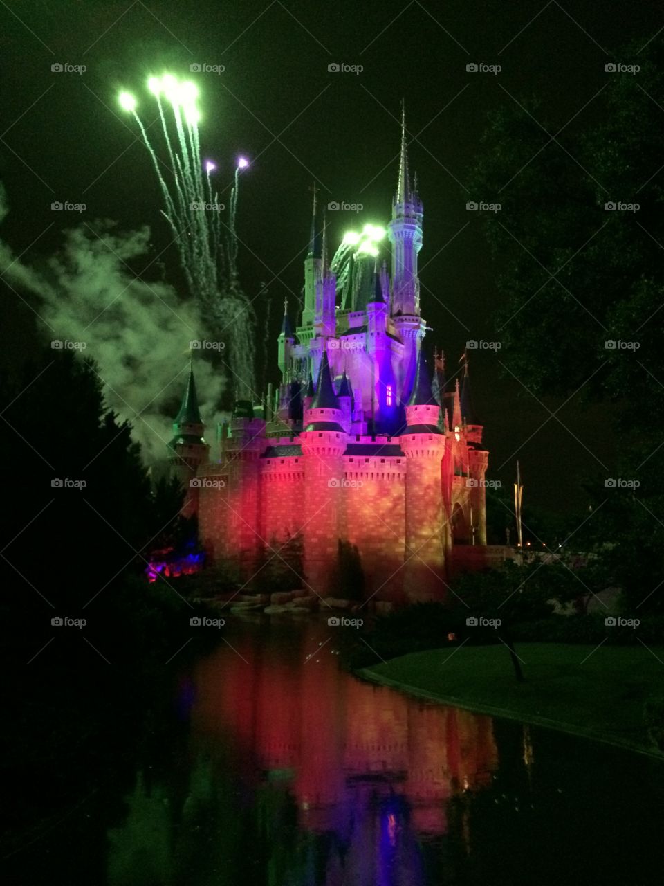 Colorful Castle . Cinderella's Castle at night. 