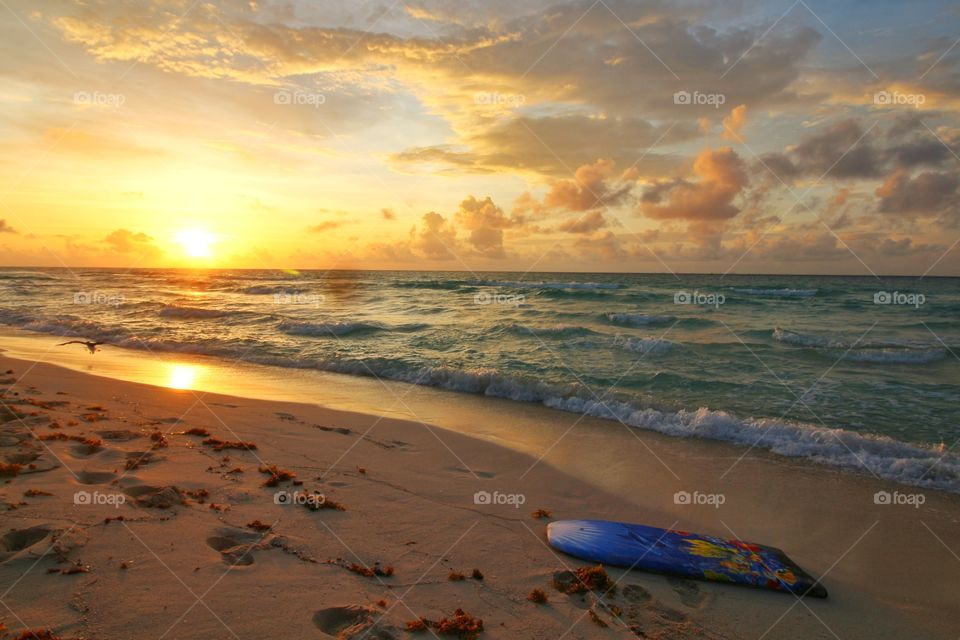 surf table in The beach at sunrise