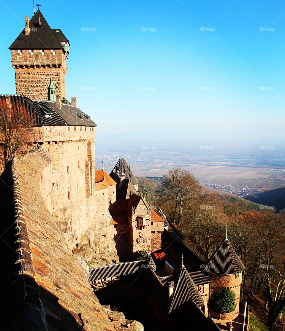 View from inside of the Haut-Koenigsbourg castle in Alsace, France.