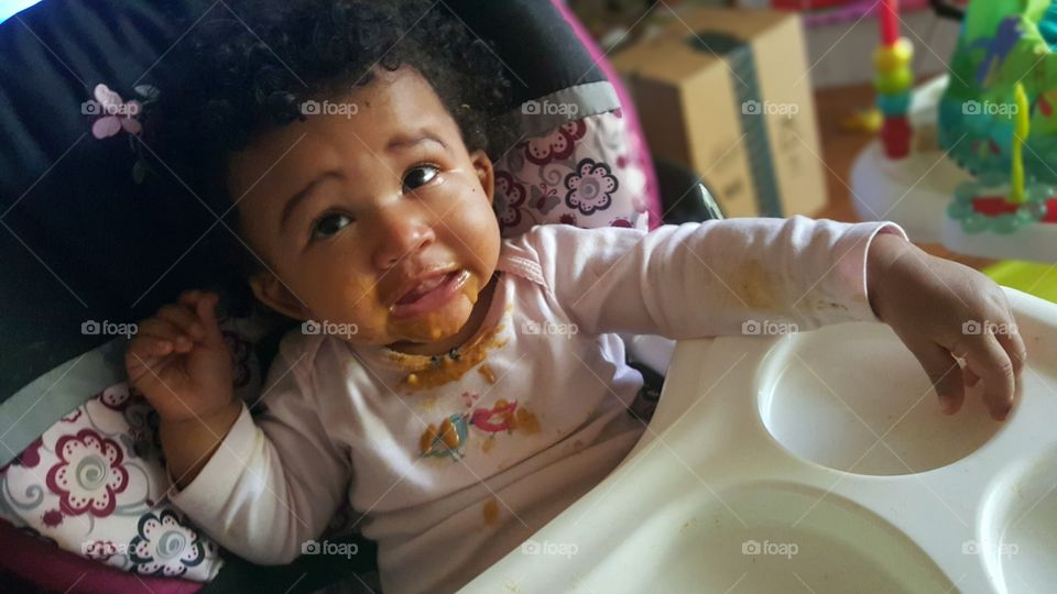 Elevated view of a baby girl