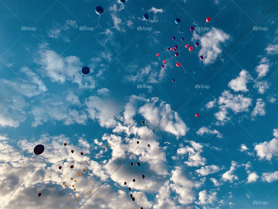 colorful balloons flying high in the sky