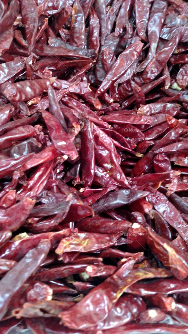 Red dried peppers.