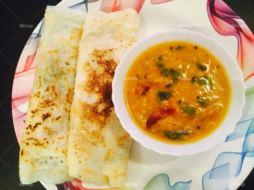 Homemade Dosa and Sambhar.. South Indian Favourite Breakfast Dish.. 😊