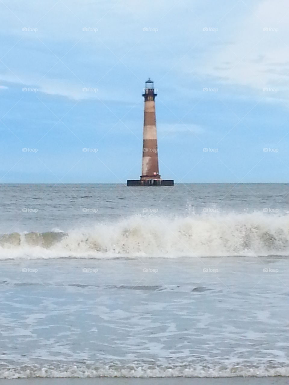 the lighthouse. walking around in Folly Beach, South Carolina