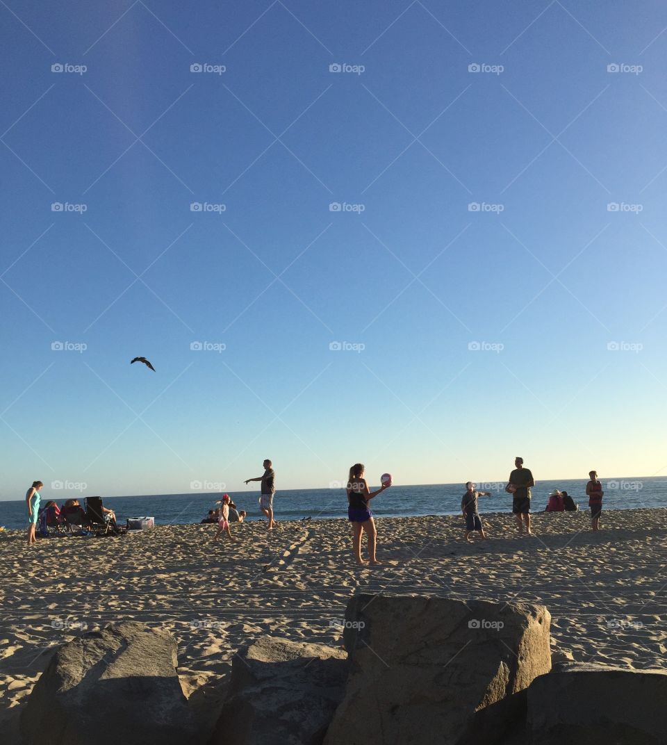 Playing on the beach