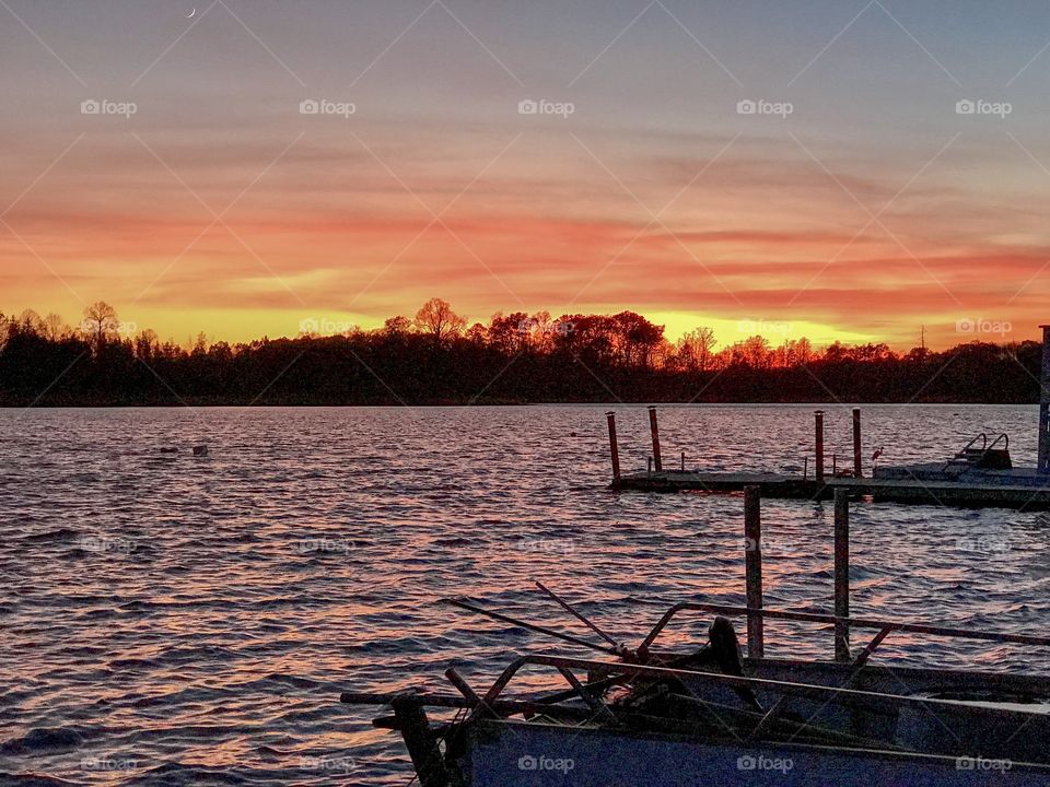 Sunset over Lake Orion, Michigan