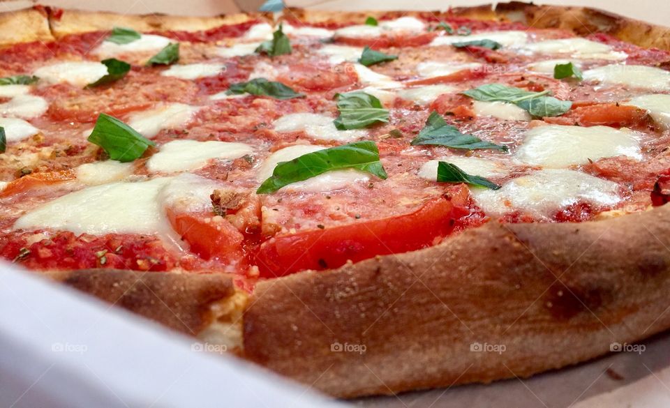 Close-up of a pepperoni pizza