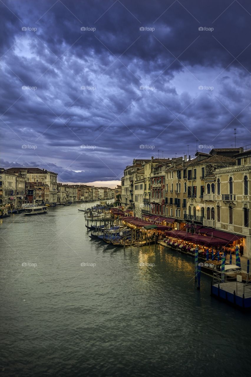 Venice river view from Rialto bridge