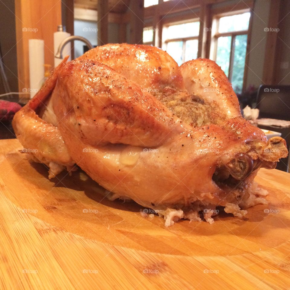 Turkey on cutting board