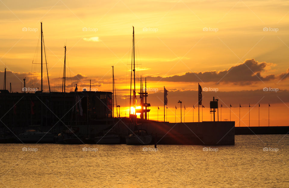 Sunset, Sea, Water, Watercraft, Boat