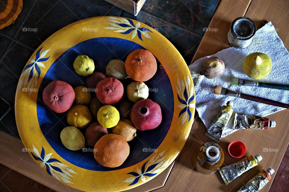 dried fruit painted with paint