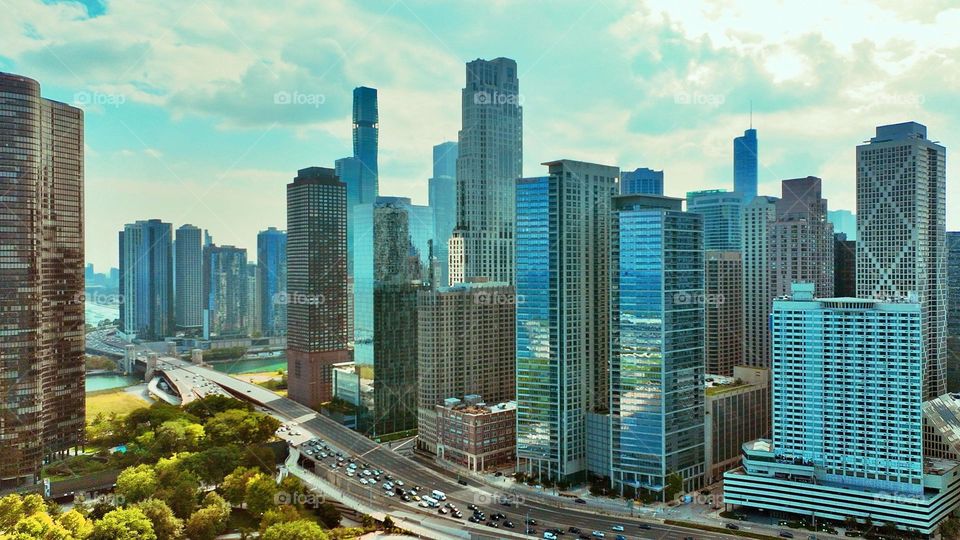 The beautiful Windy City- Downtown Chicago close to Lake Michigan taken from my drone.