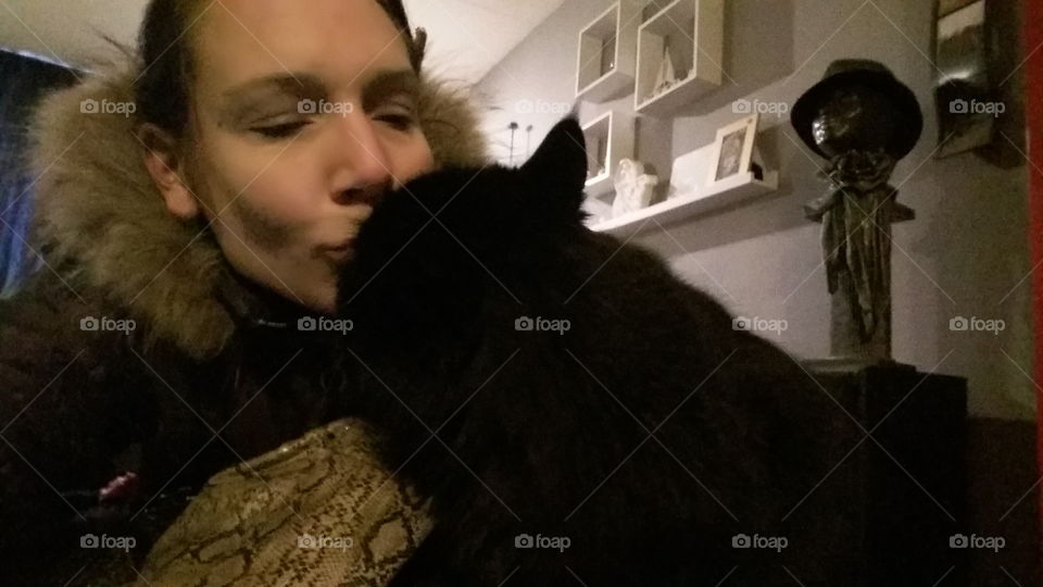 Kiss the black cat Xena