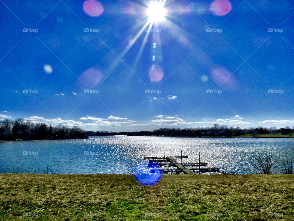 Beautiful lake in Indiana on a spring day. 