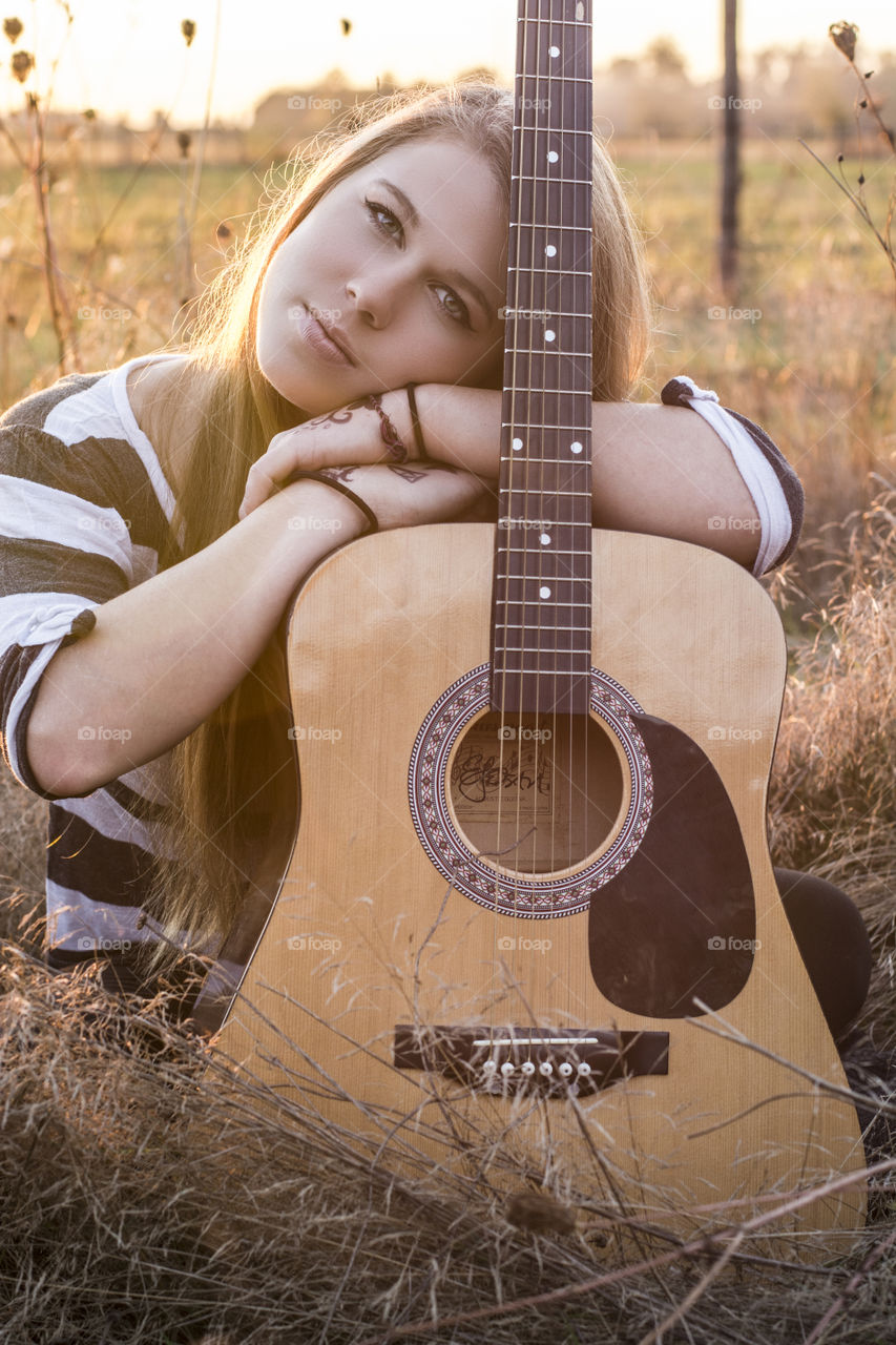 Girl and her guitar