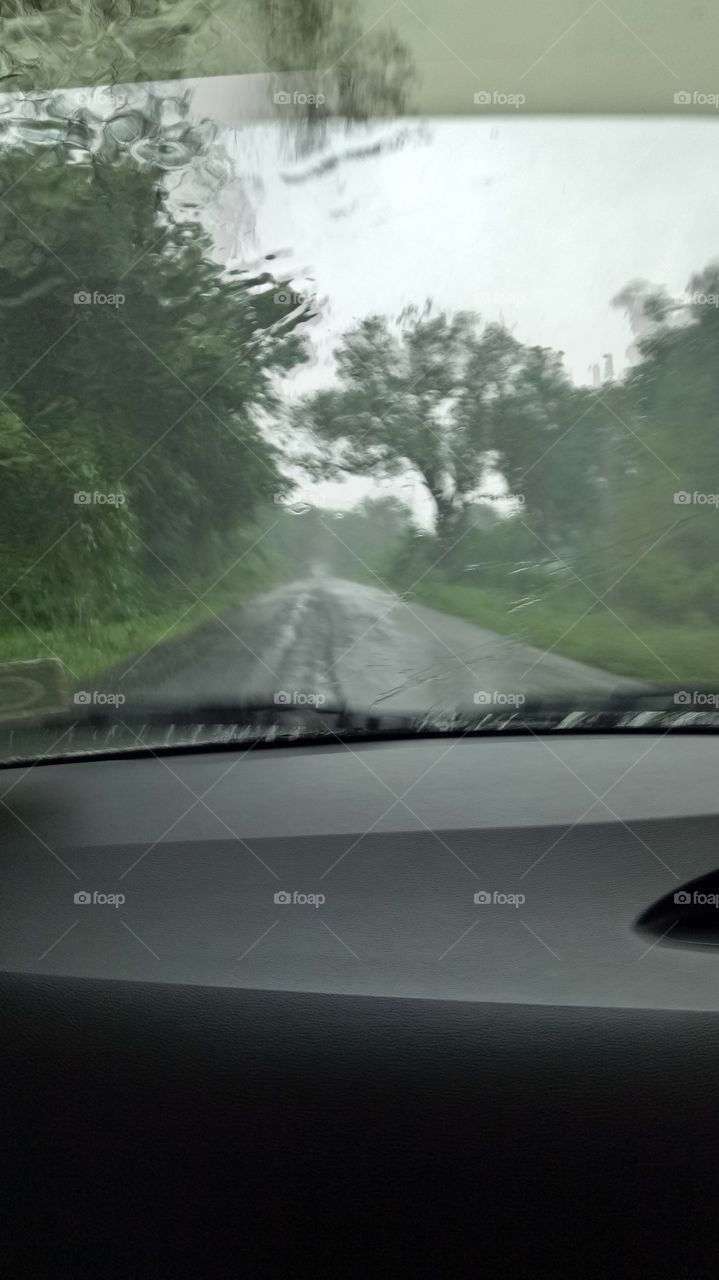 Driving in heavy rain