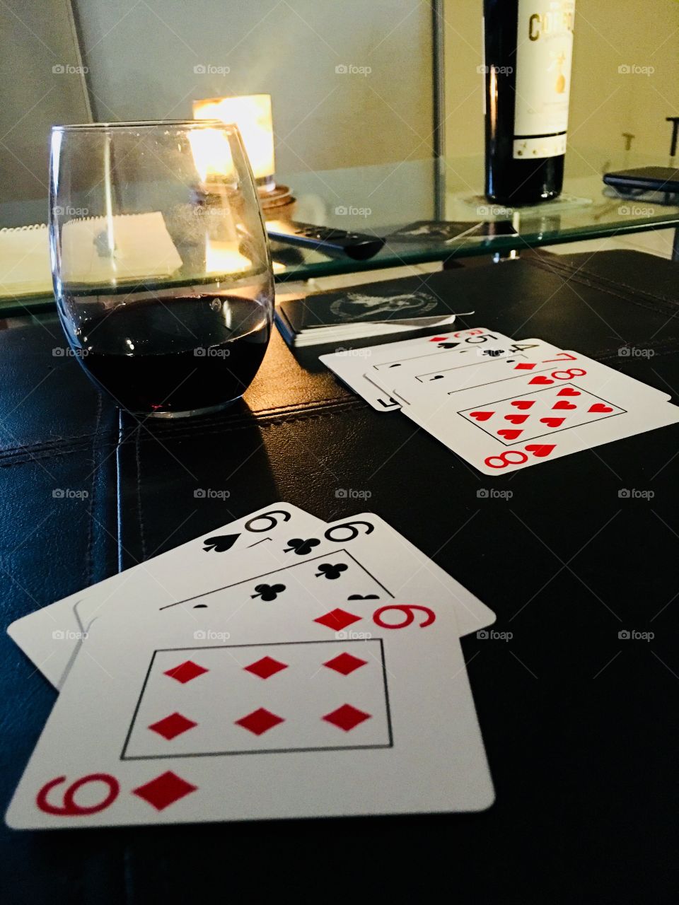 Cards and wine