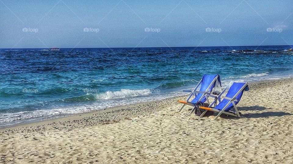 Deck chairs on the beach