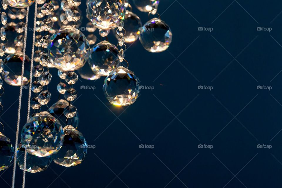 Chandelier crystal reflected light