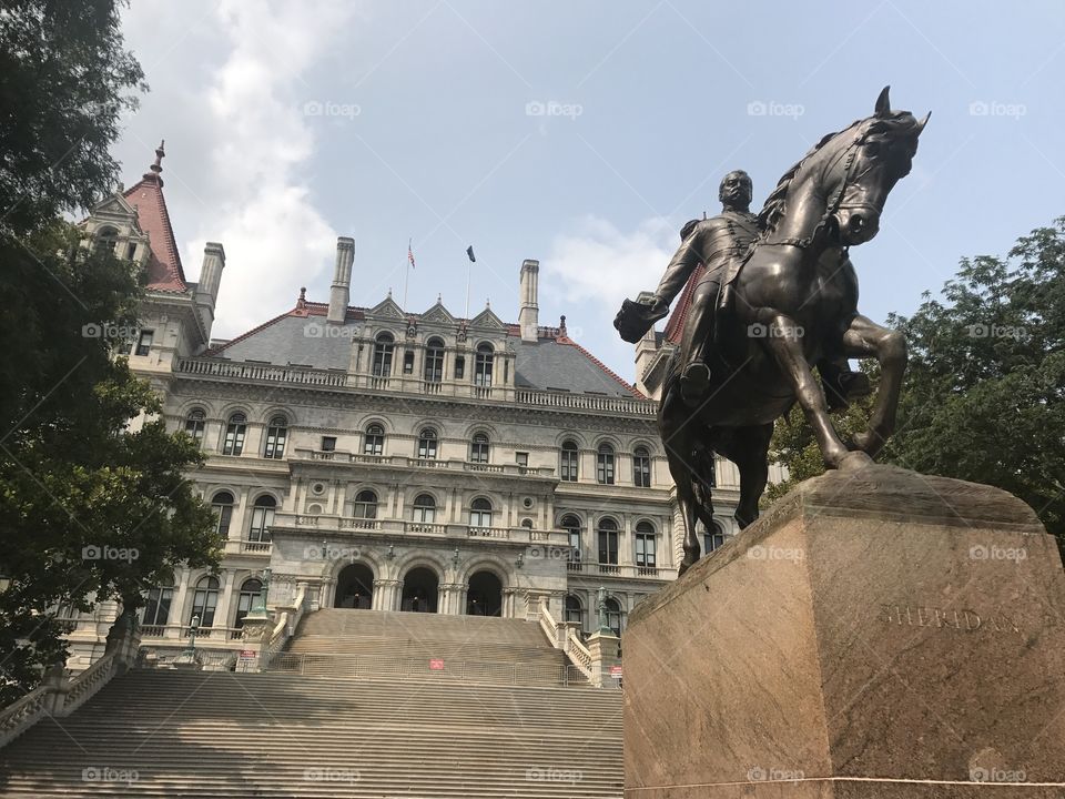 Horseman statue in front of  the Capitol. Albany NY