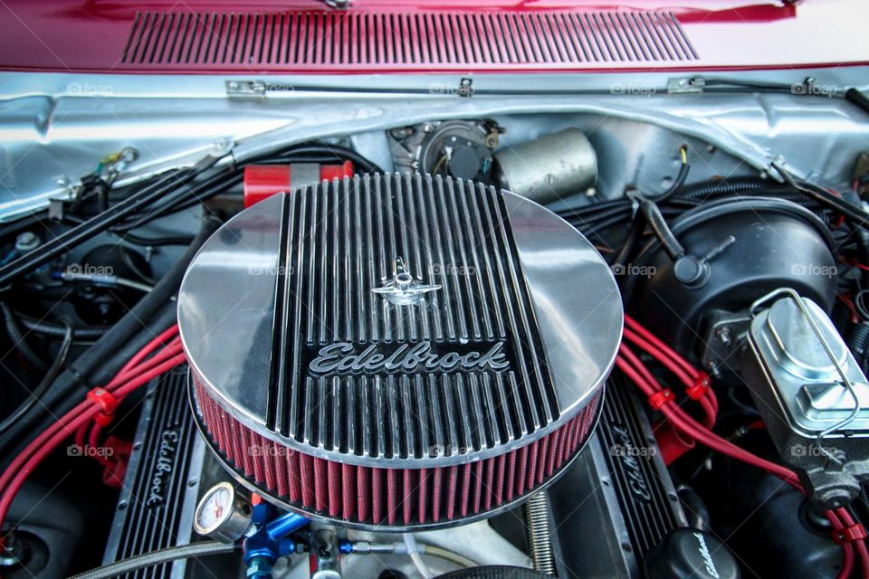 Under the hood of a classic car