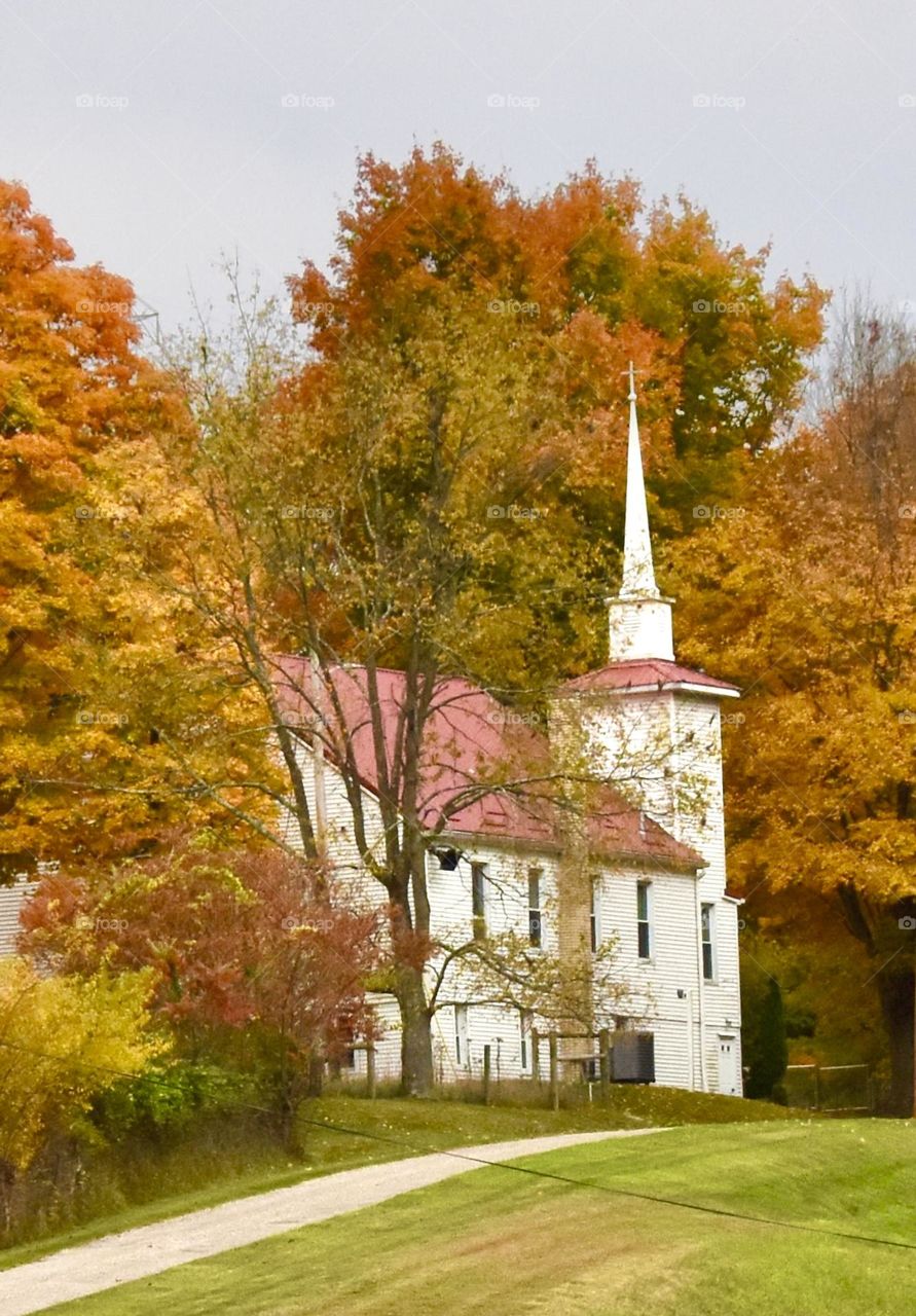 Country church in the fall