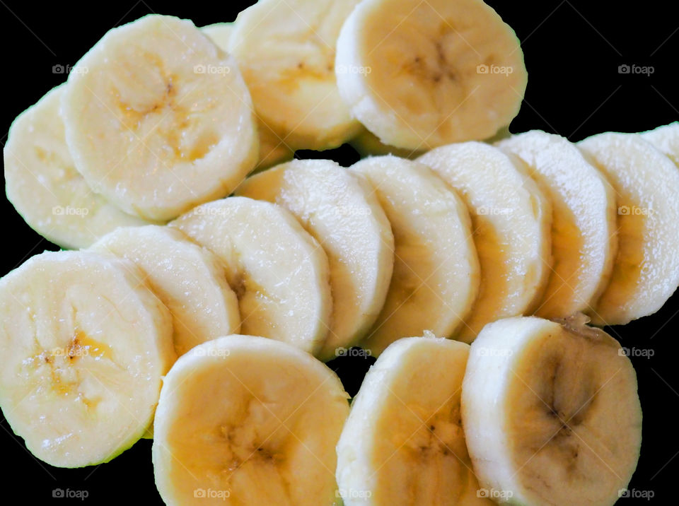 Sliced banana. 