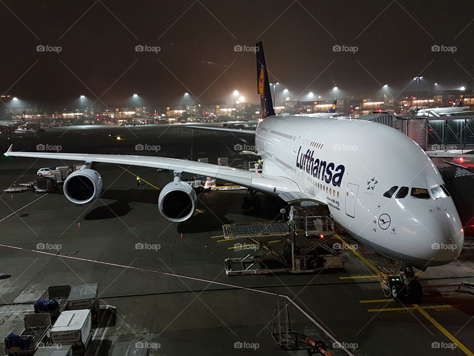 Airbus A380 Aircraft at night