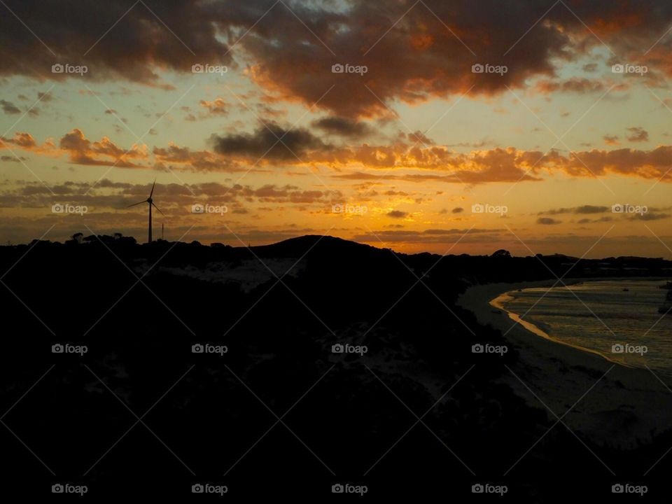 Wind farm sunset 