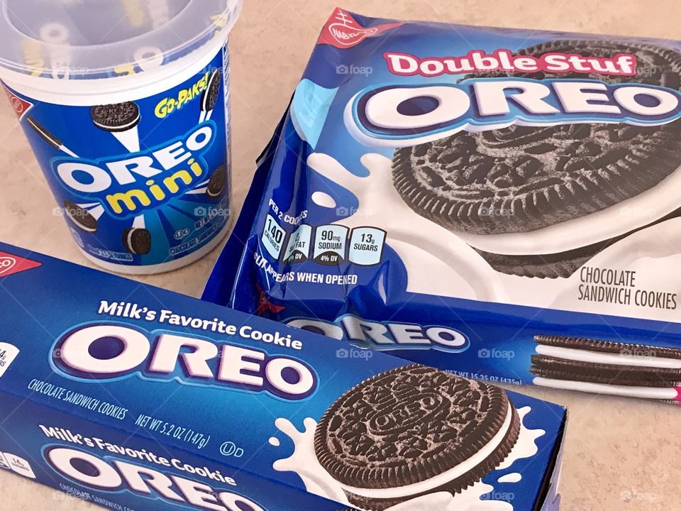 Oreo mini double stuf cookies in package flat lay 