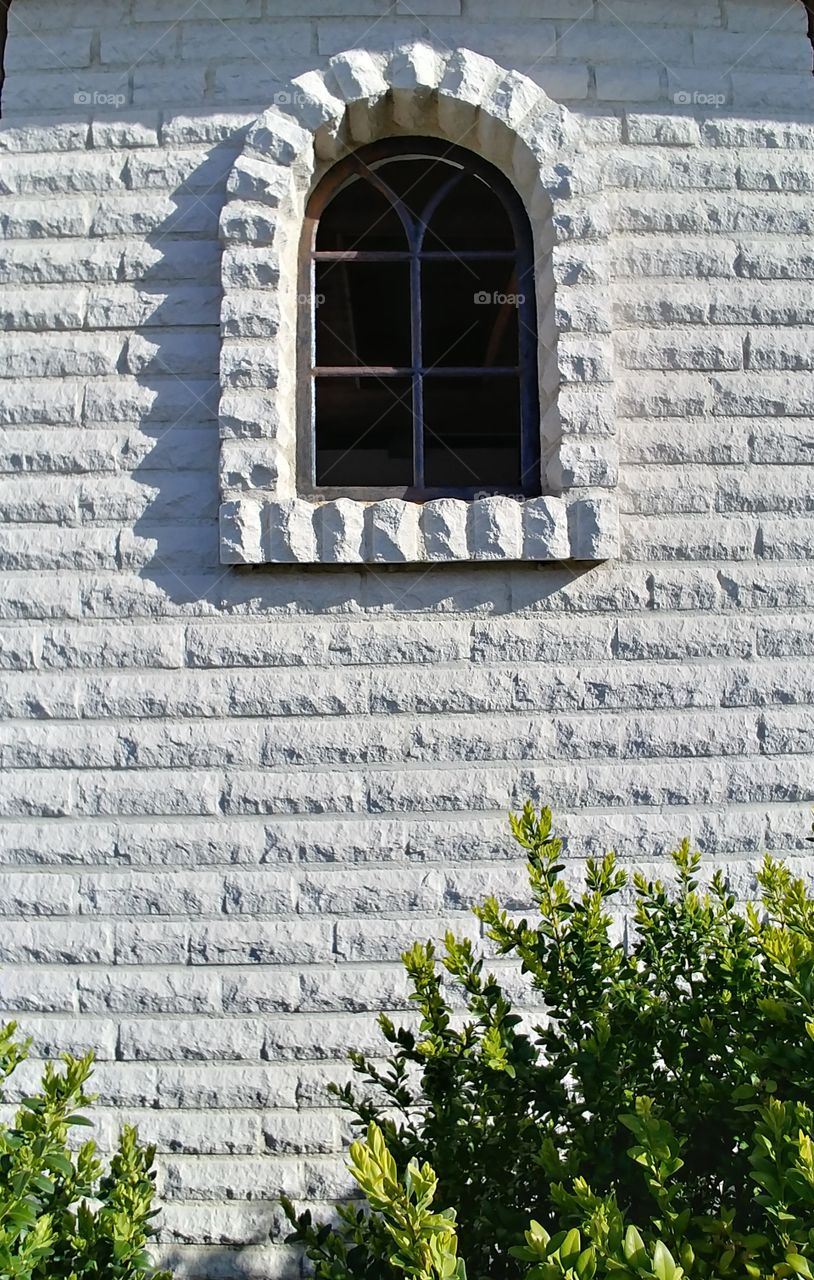 Fenster Bogen Burg Weiss alt Mauer
