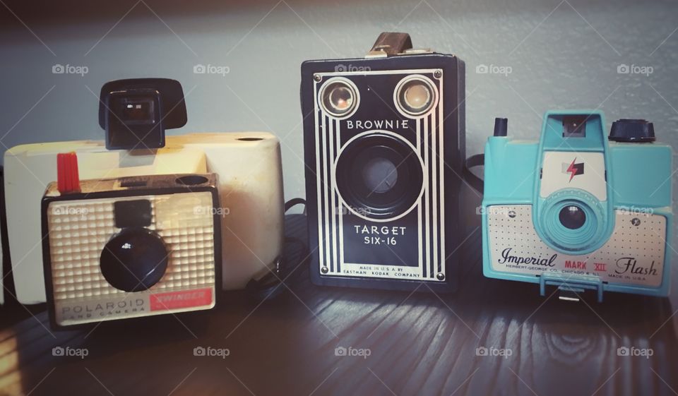 Old vintage cameras