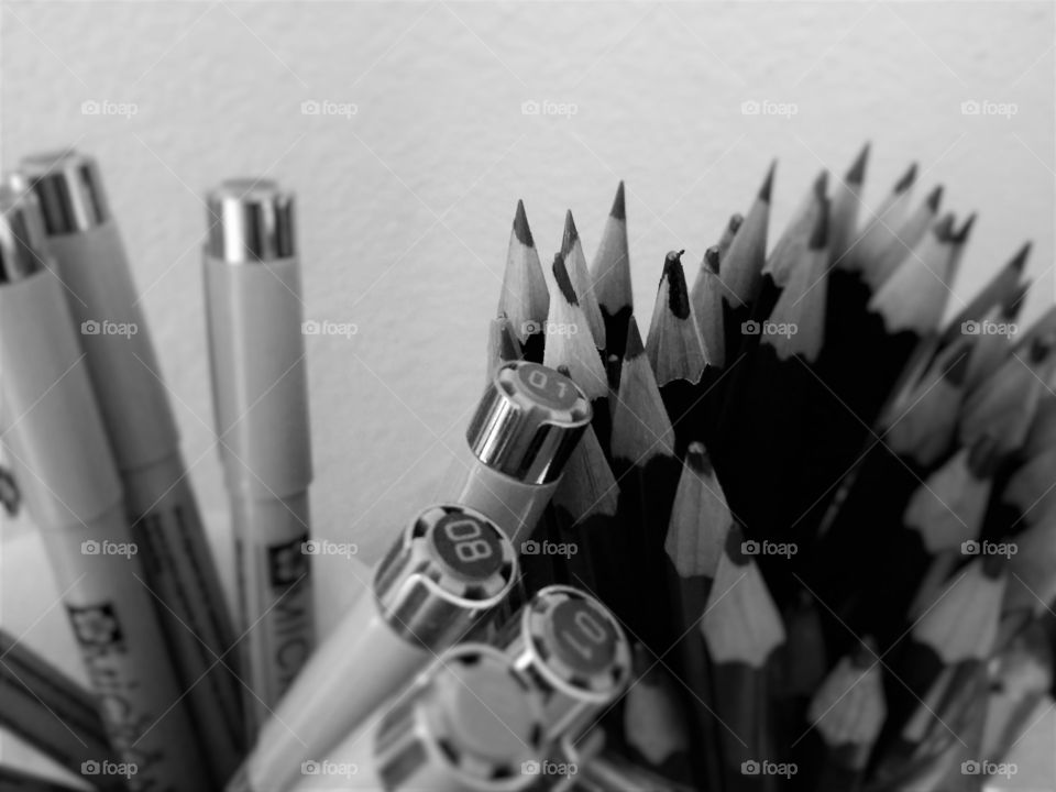 Pens and Pencils Black and White