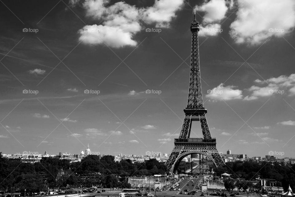 Cityscape of Paris, France, with the Eiffel Tower.