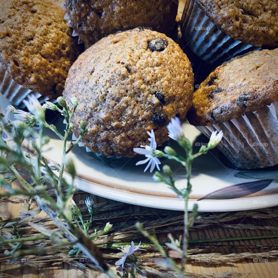 Bran and chocolate chip muffins...