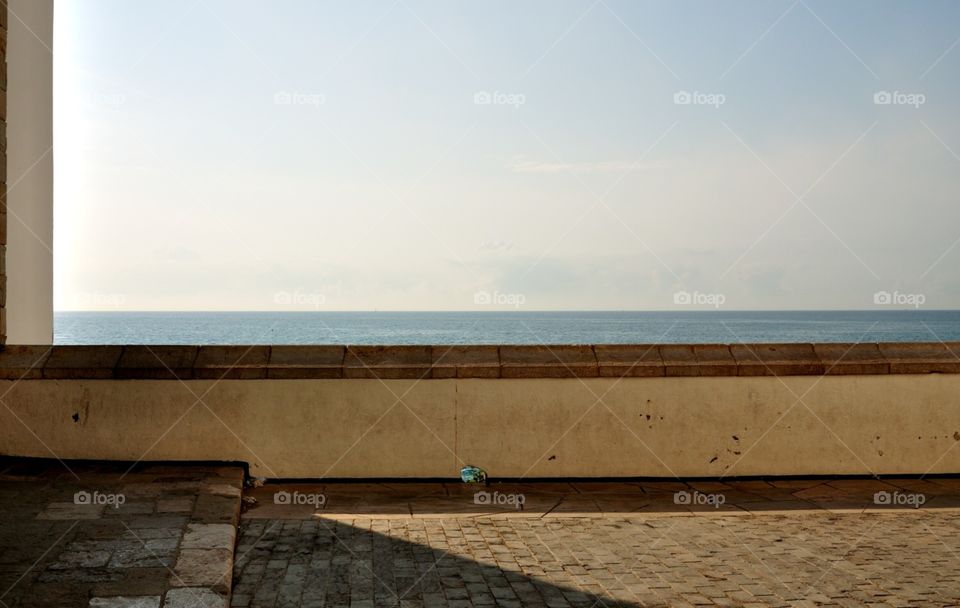 Spain. Catalonia. Sitges. View of the sea from the site at the Temple of St. Bartholomew and St. Thecla. (XVII century)