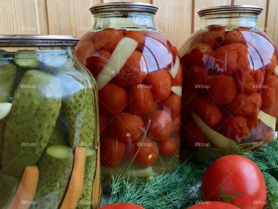 pickles tomatoes and cucumbers 