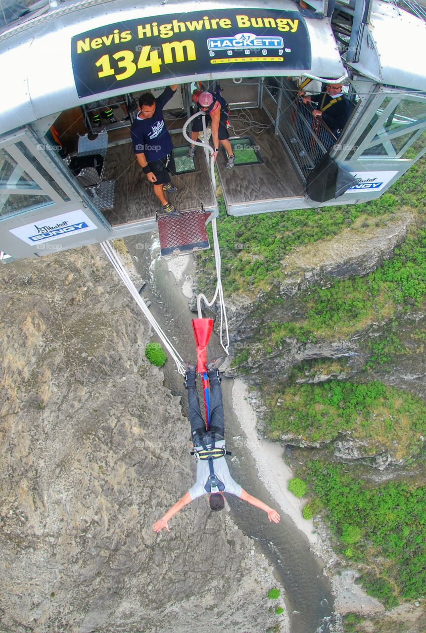 Me -doing the Nevis High Wire. 134 metres, New Zealand 