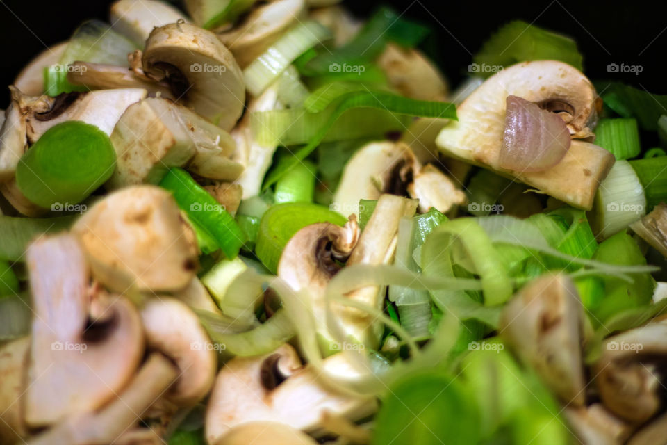 Mushroom leek and onions mixed up