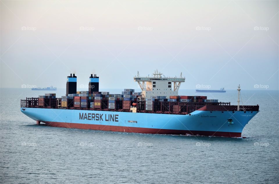 Container vessel at sea