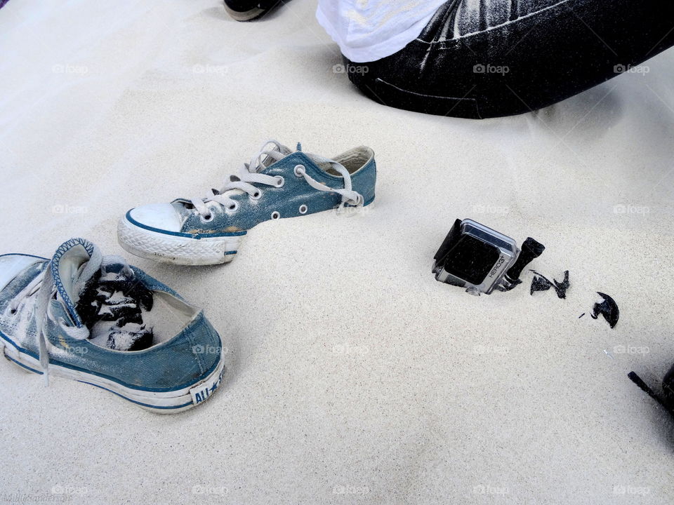 Converse and GoPro in the sand 