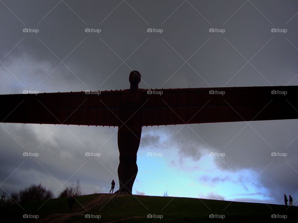 The Angel Of The North .. Contemporary Sculpture by Antony Gormley ... The Angel is 20 metres tall and her wings span 54 metres across .. . I couldn’t fit it all in .. 😂