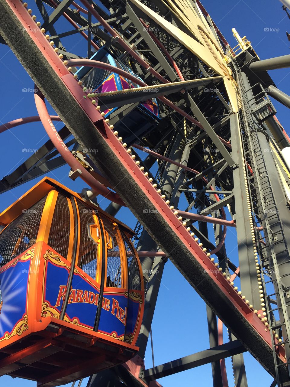 Ferris wheel and car