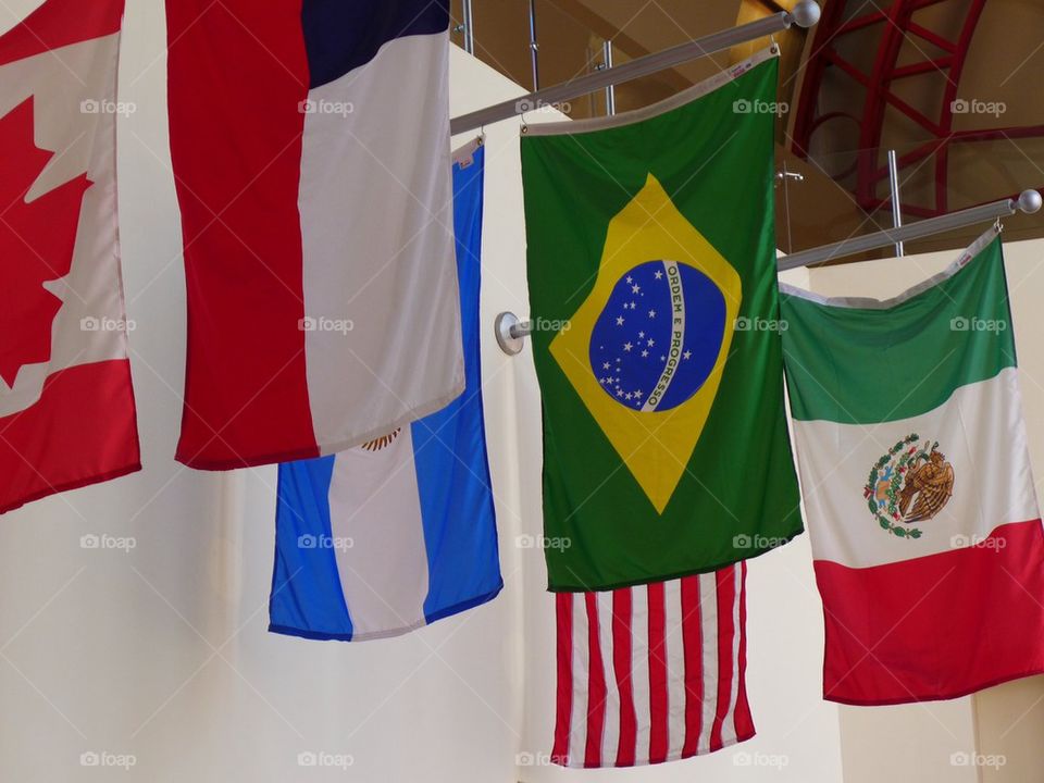 Flags of the world hanging, landscape format