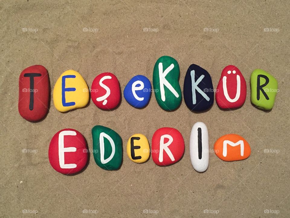 Teşekkür Ederim, thank you in turkish language on stones