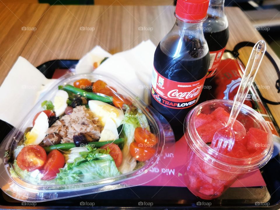 Coka cola drink view table served eat tasty glass