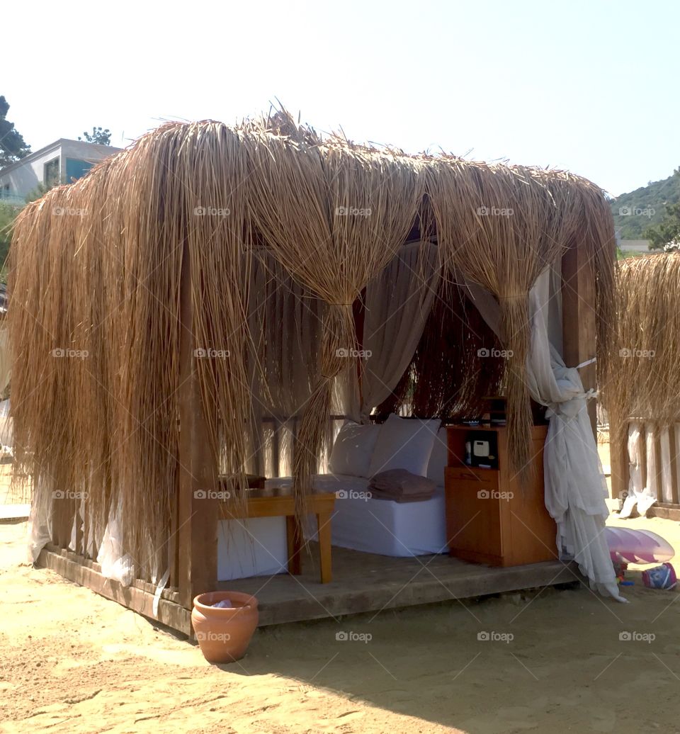 Beach hut at the luxury resort in Turkey