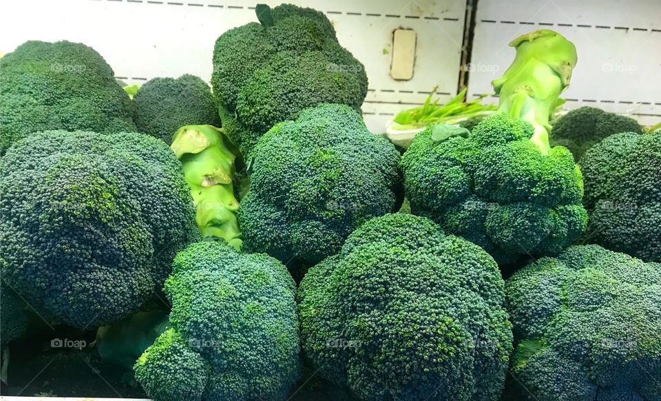 Fresh broccoli vegetables market healthy food 