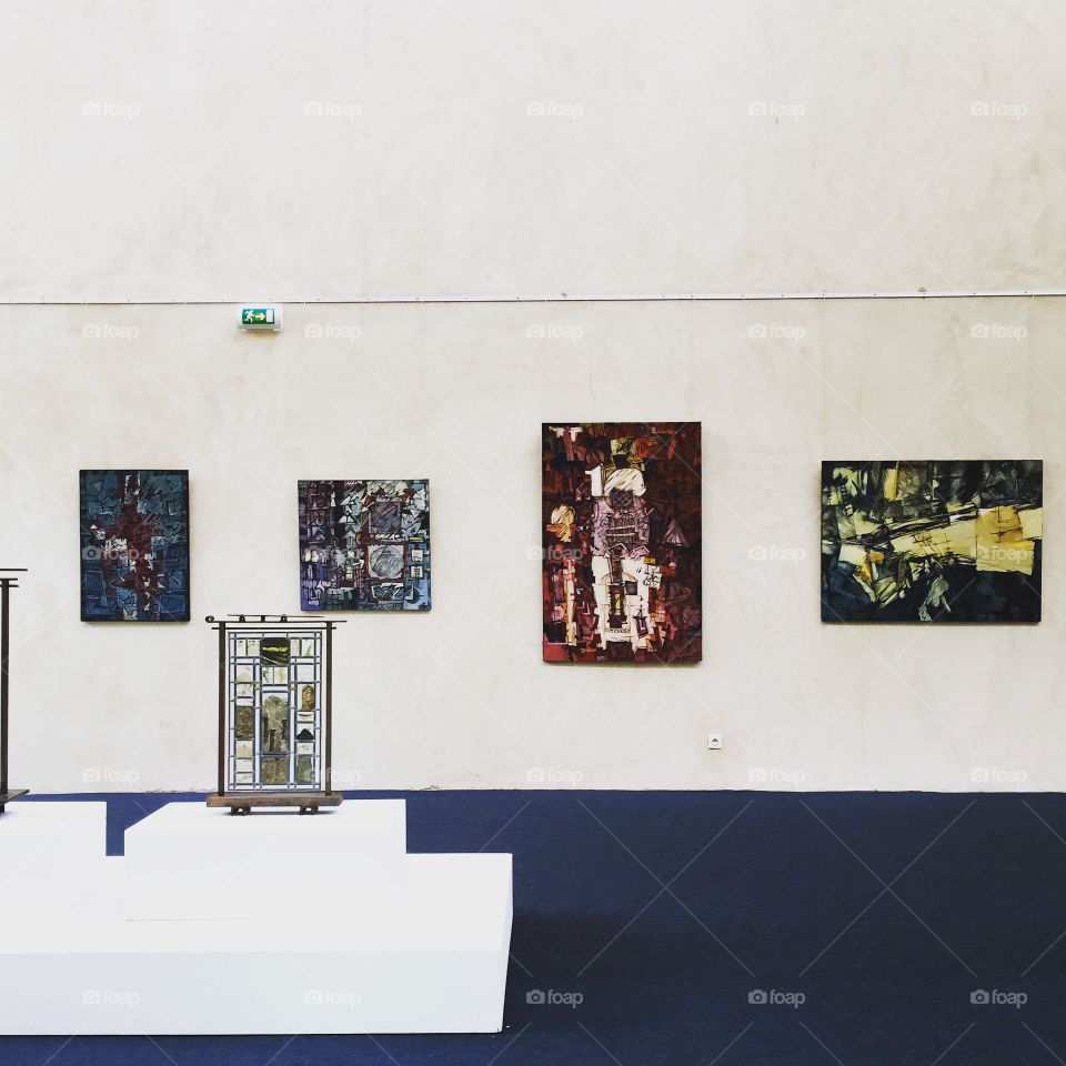 Paintings exhibited in a library France